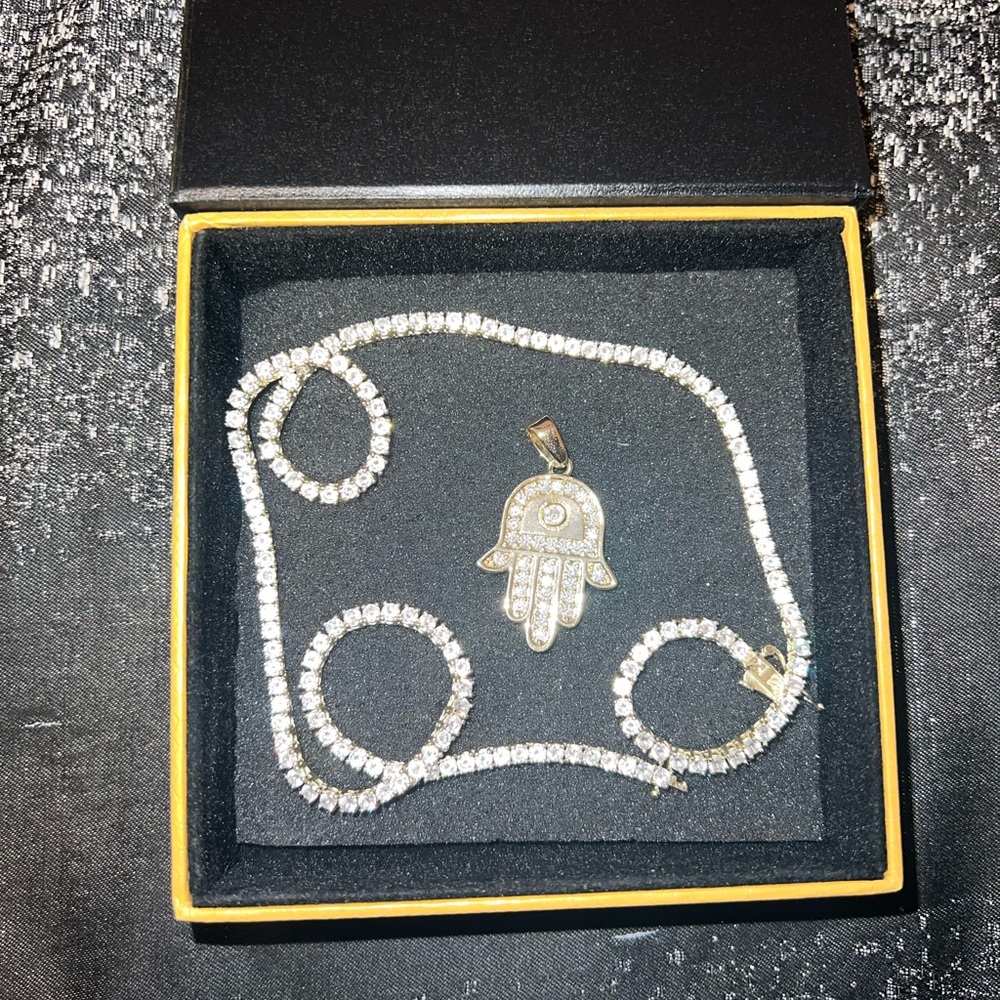 Gold hemsa necklace